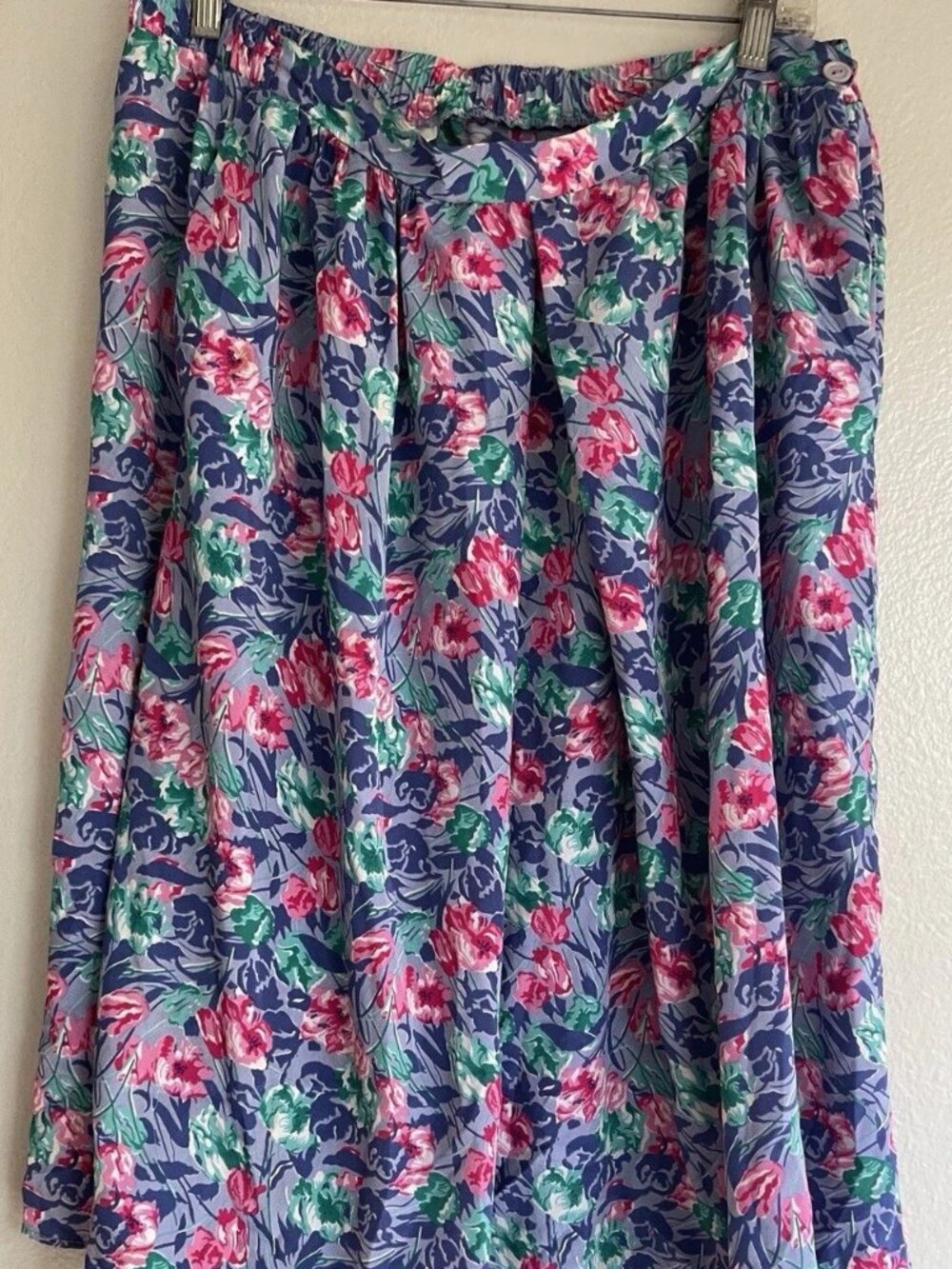 Evanna Long skirt floral Pink Purple Roses Summer Women’s Sz L 12-14